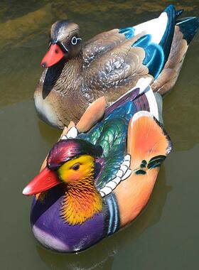 仿真浮水鸳鸯漂浮摆件鱼池假山喷泉鱼缸景观装饰池品户外田园
