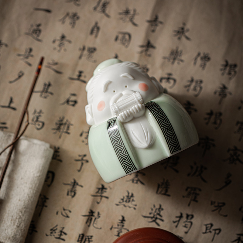 久造陶瓷子爱小号卡通夫子工艺品书房装饰摆设
