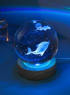 毕业季海洋带灯玩具女生礼物闪光海豚动物星空幼儿园发光生日礼品