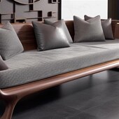 新北美罗汉床塌客厅实木现代沙发床贵妃榻设计师定制