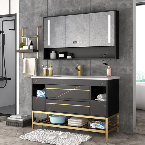 浴室柜洗脸手盆柜落地式洗漱台池现代卫浴装镜柜