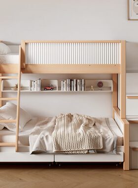 高低床分子母床简约现代双层儿童拆可白色实木上下铺女孩男孩简单