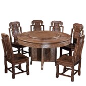 红木餐桌圆桌实木餐桌椅鸡翅木家具吃饭桌子带转盘大圆桌
