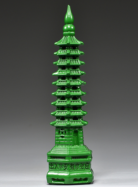 绿色木雕刻9层文昌塔实木头九层文昌塔家居