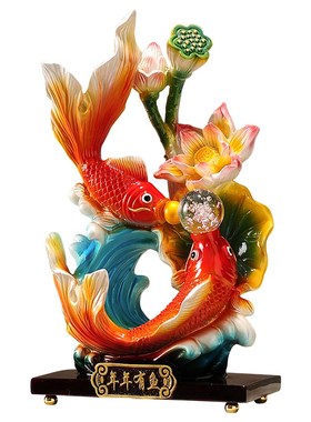 鱼跃龙门年年余入宅大吉寓意的家居客厅酒柜办公室饰品