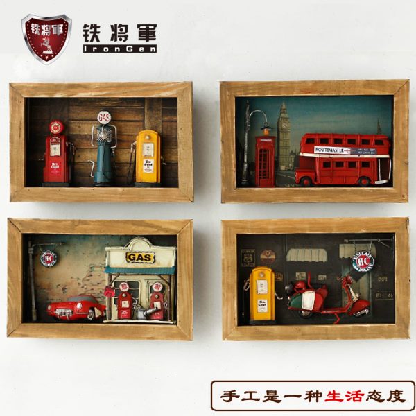 创意复古家居客厅铁艺墙壁装饰品酒吧咖啡厅立体壁挂画墙面墙饰品图片