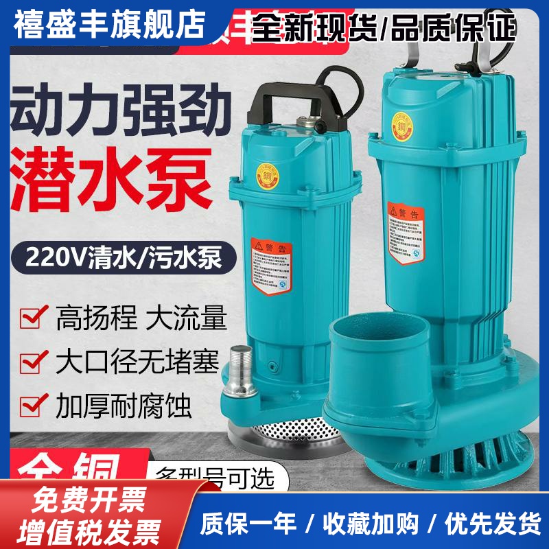 人民潜水泵220v农用灌溉大流量4 5 6寸抽水机高扬程380污水泵