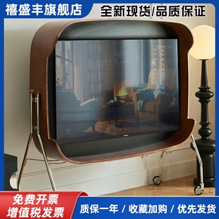 中古风实木可移动电视柜支架落地简约卧室小户型可储物橡木客厅