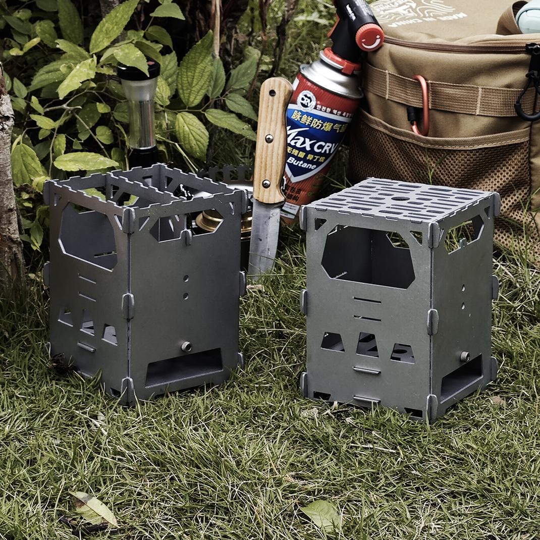 AOT纯钛合金定制小烧烤炉柴火炉泡茶炉卡片炉户外露营可携式酒精