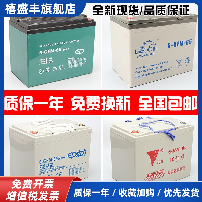 中力电动叉车电池12V小金刚配件电瓶蓄电池30A65A85A天能电池正品