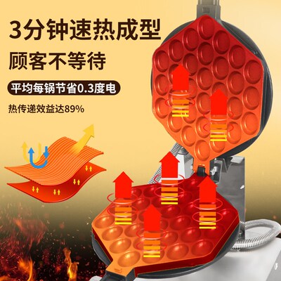鸿艺微笑鸡蛋仔商用燃气鸡蛋饼模具烤饼烤盘煎饼炉设备