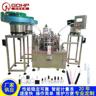 灌裝 全自動(dòng)雙工位美白牙筆指甲油睫毛膏體轉(zhuǎn)盤式 機(jī)壓塞壓蓋一體機(jī)