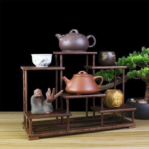 博古架实木明式多宝阁鸡翅木小型紫砂壶茶具置物架摆件底