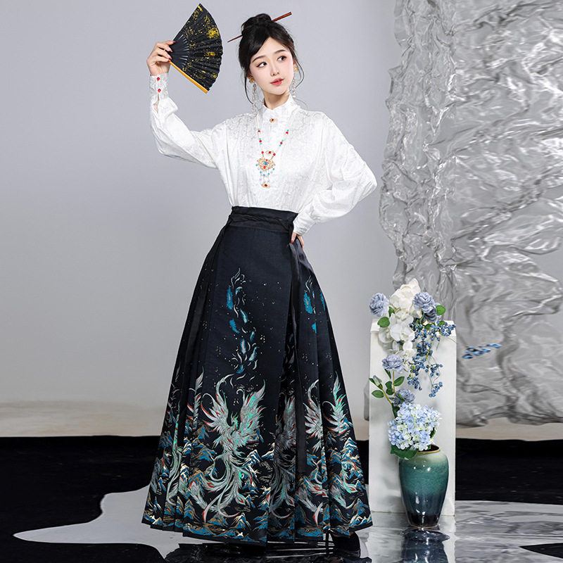 织造局曹县汉服原创明制汉服半高领衬衫上衣仿妆花马面裙套装202