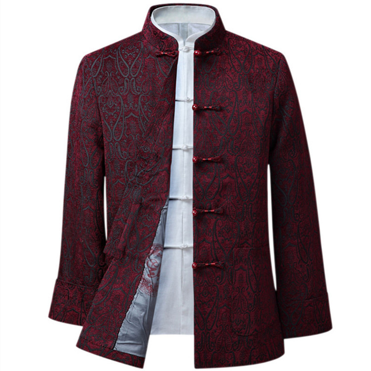 云梦集中山装男中老年唐装男外套民族长袖中式休闲上衣盘扣汉服男