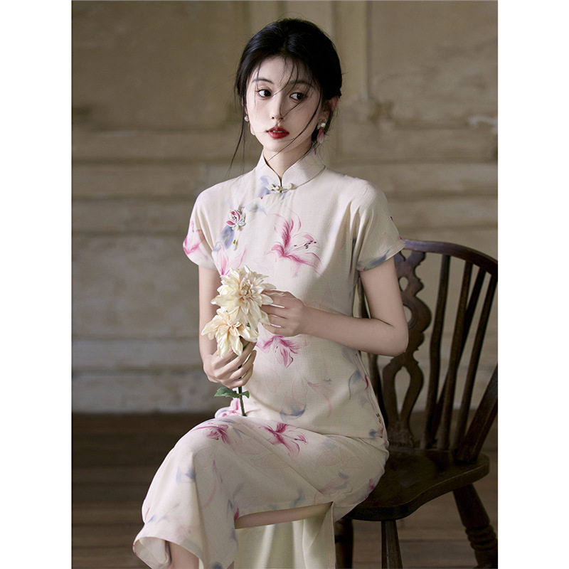 织造局全开襟旗袍2026新款粉色少女绝美连衣裙高端气质平时穿