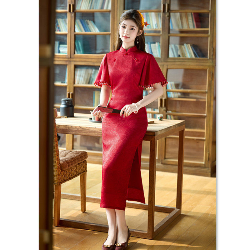 织造局新中式旗袍订婚礼服女2026新款高端大气上档次红色改良旗袍
