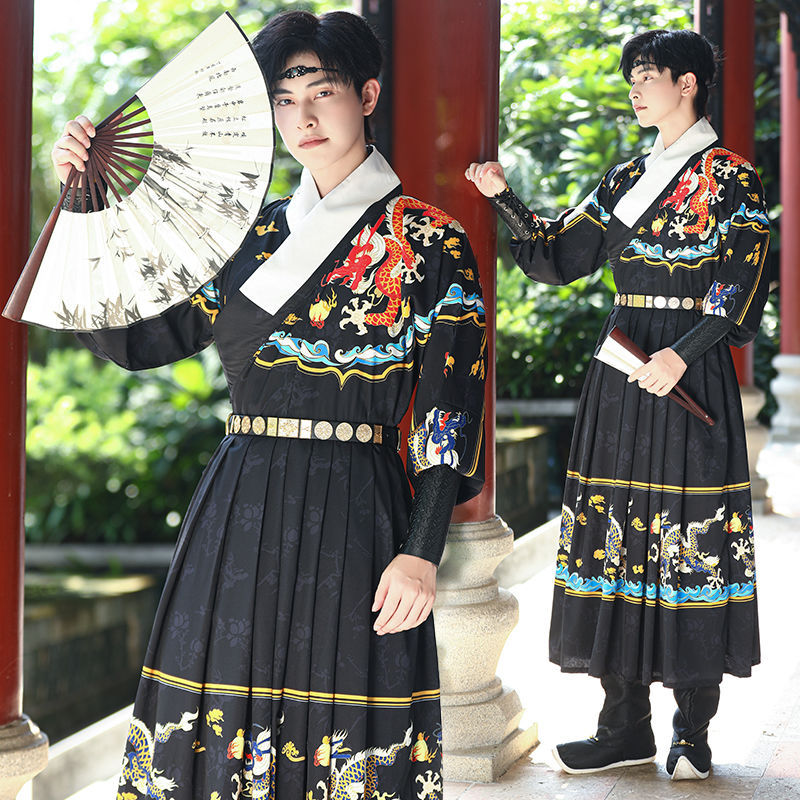 云梦集国风明制飞鱼服锦衣卫汉服学生男明朝加大码曳撒春刀蟒袍秋