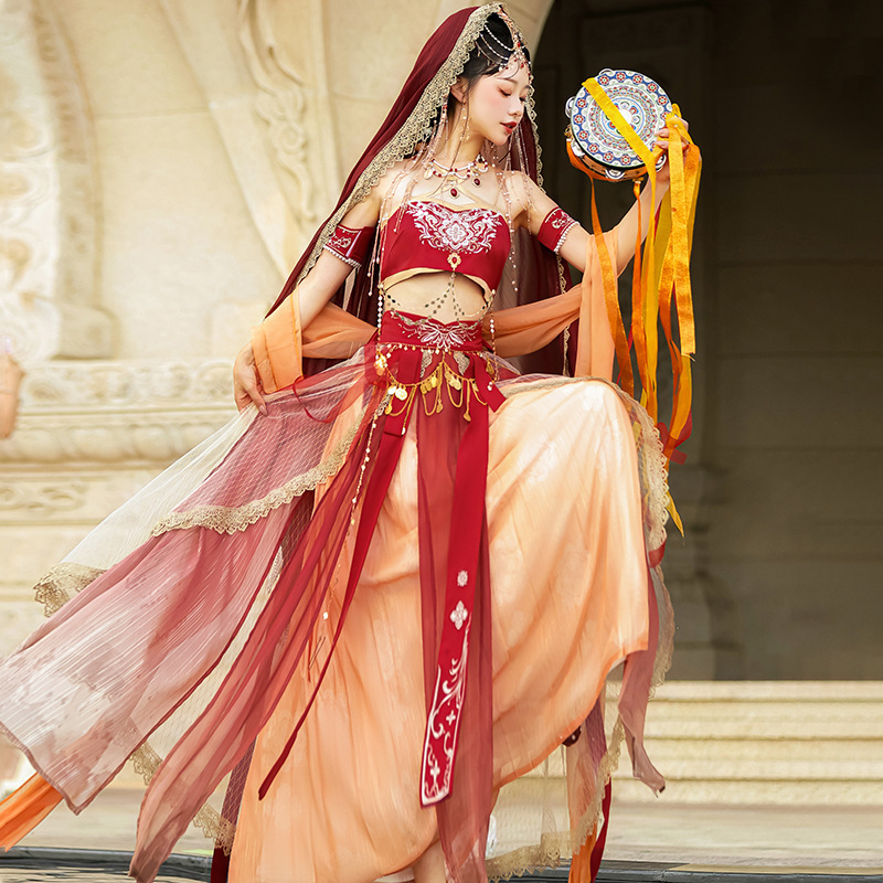 云梦集原创设计大漠谣汉服女敦煌风西域风胸衣半裙披帛套装8692