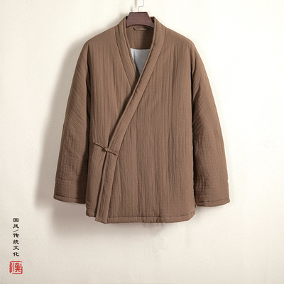 云梦集中国风复古斜襟改良汉服外套道袍居士服唐装禅意棉服
