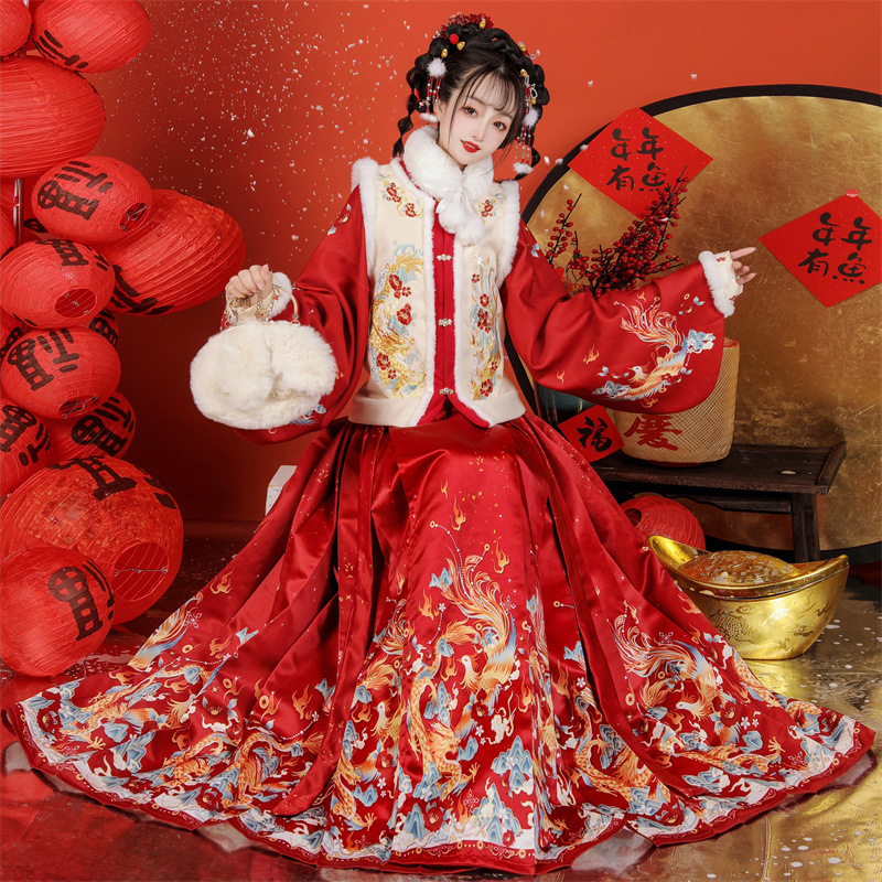 云梦集原创龙凤呈祥拜年服加绒加厚比甲马面裙汉服女2025新款秋冬