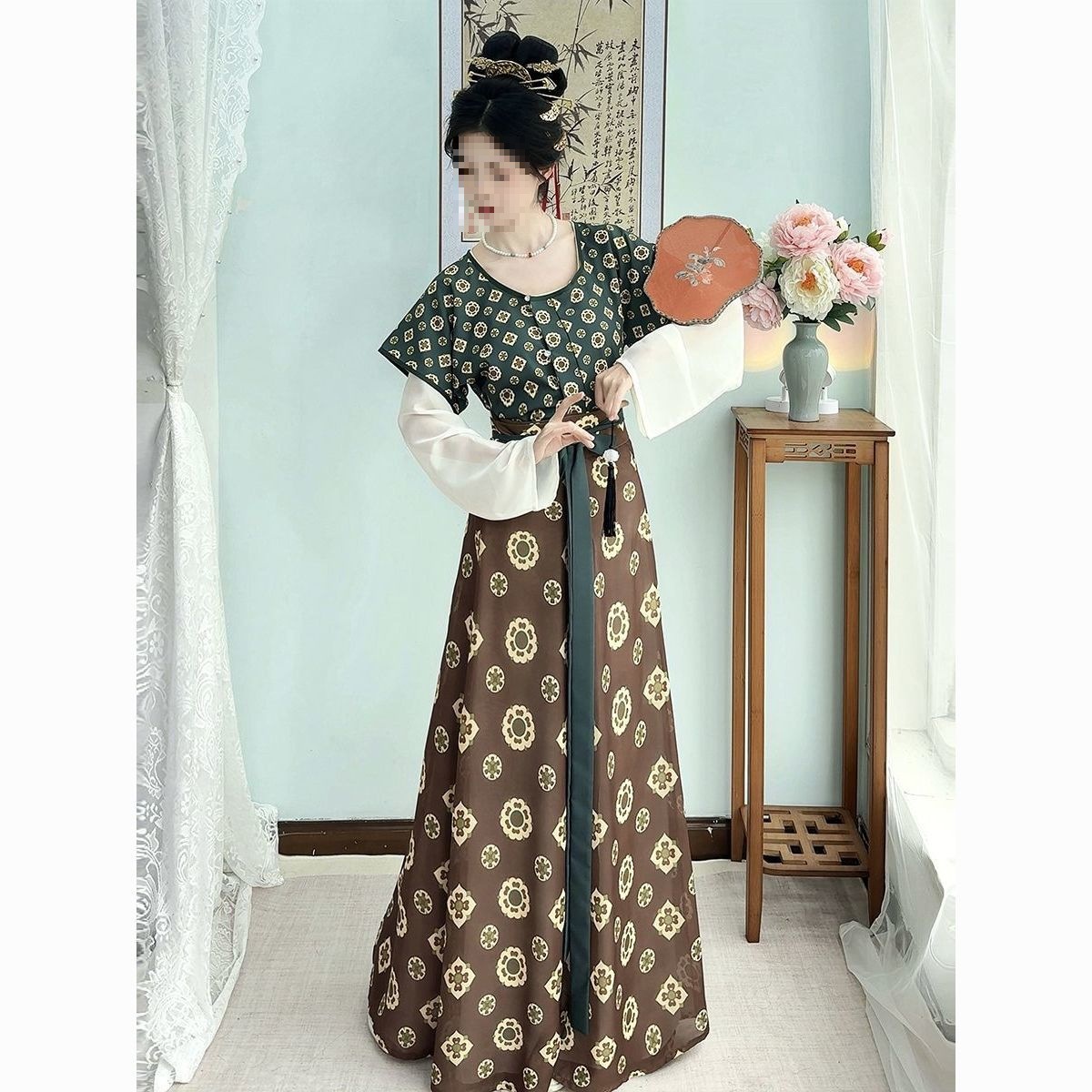 云梦集原创唐制汉服女唐褙子圆领衫齐腰八破裙日常国风春夏