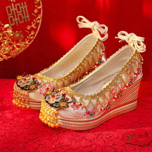 云梦集绣禾缘高端婚鞋手工轻奢古风明制婚礼绣鞋中式古装秀禾婚鞋