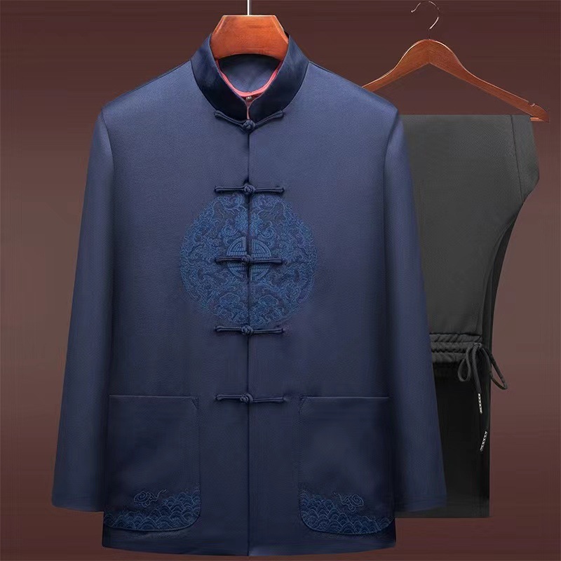 云梦集喜爸爸婚宴礼服唐装男中老年中国风春秋外套上衣爷爷寿星老