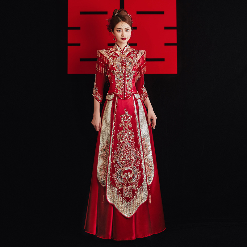 云梦集秀新娘2025新款婚礼出阁嫁衣中式婚纱结婚敬酒服红色大码春