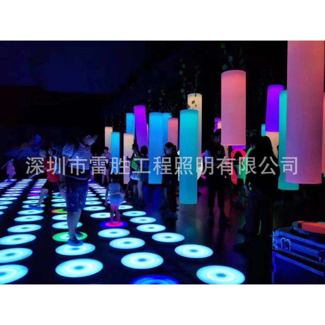 LED圆形感应发光地砖灯彩色跑跳跳板商场广场娱乐场所活动