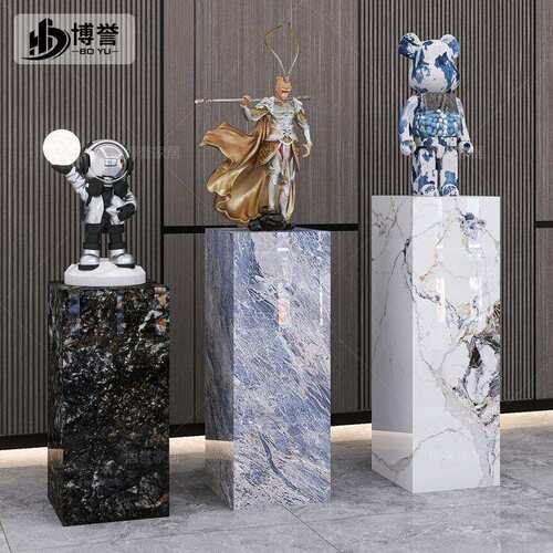 岩板立柱子大理石摆件底座展示摆台客厅玄关饰品落地式石墩花架子