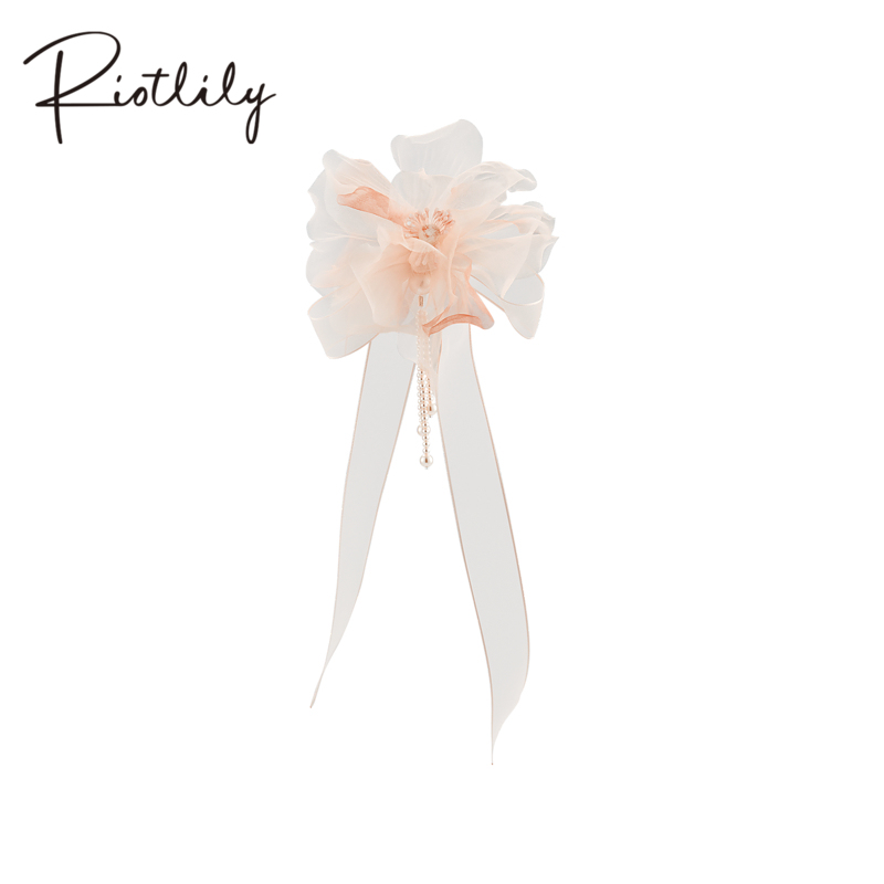 真丝花朵珍珠优雅胸针