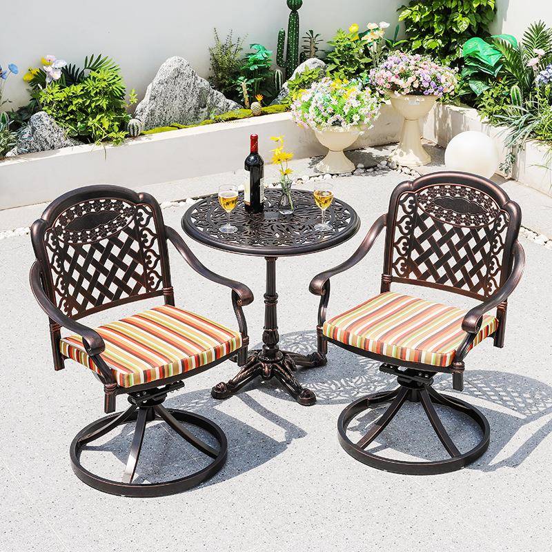 跨境款户外桌铸铝椅专别墅花园椅子旋广转椅组合民111宿阳台商业