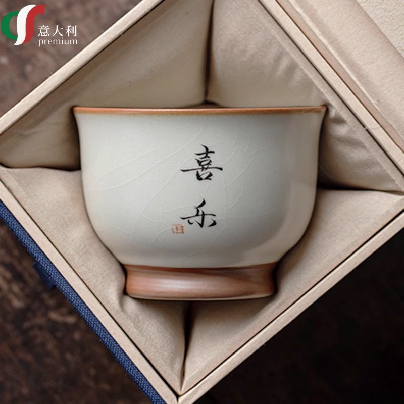 意大利汝窑米黄主人杯家用大号茶盏碗单杯陶瓷手写私人订制品茗杯,餐饮具,茶杯,淘宝优惠券,粉丝福利购,淘宝优惠卷