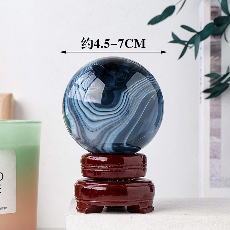 天然水晶黑缠丝玛瑙晶洞水晶球黑玛瑙原石打磨能量球家居装饰摆件