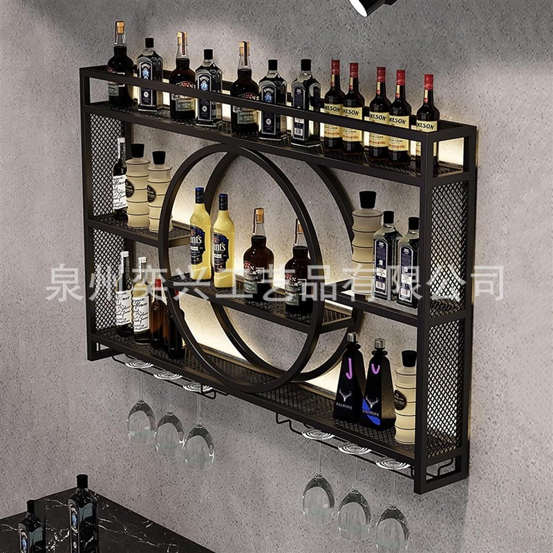 外贸网红酒架铁艺壁挂式酒柜置物架子红酒展示架客酒吧餐装饰