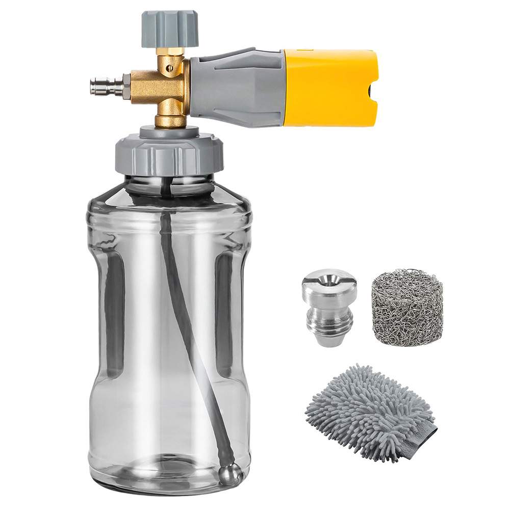 厂家直销高压清洗机泡沫壶全铜扇形可调节1/4快插家用洗车1L新款