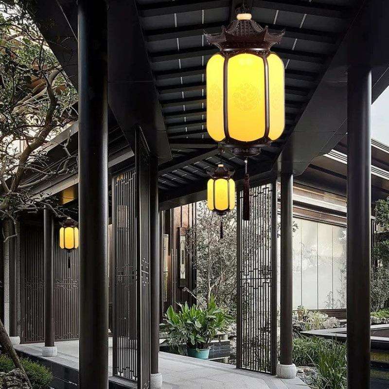 新中式凉亭吊灯庭院防水走廊屋檐灯笼太阳能户外宫灯葡萄架吊顶灯