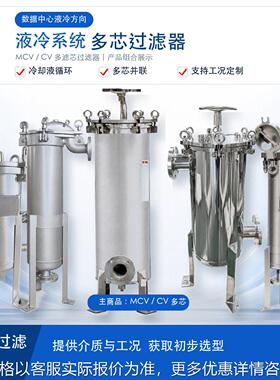 316L不锈钢多芯过滤器  数据中心服务器液冷冷却液循环过滤设备