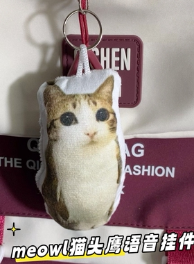 按压发声meowl猫头鹰可爱卡通发声钥匙扣学生党创意礼品语音挂件