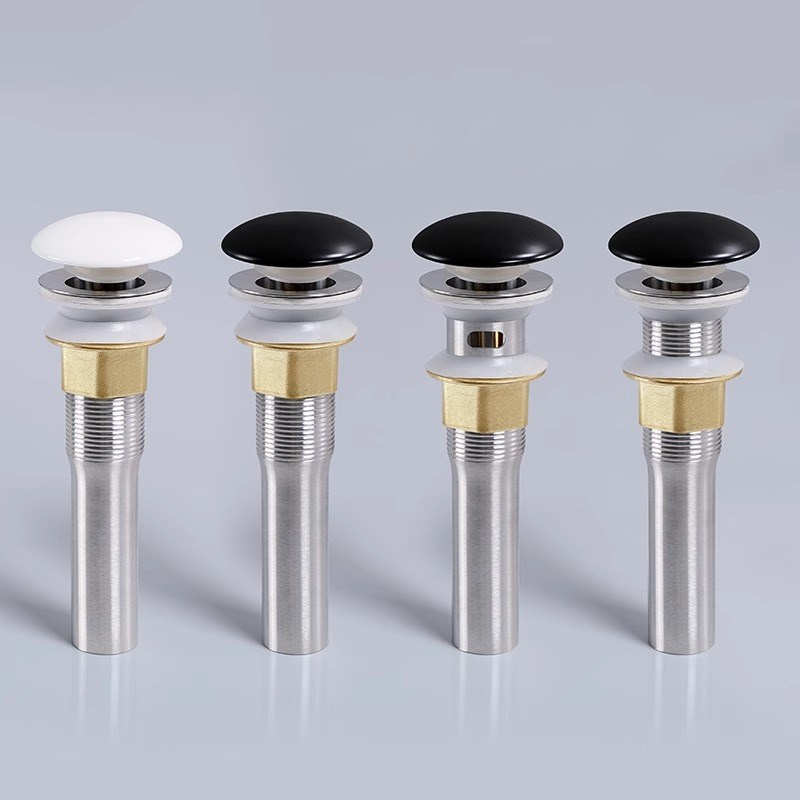洗手盆下水器下水管洗脸盆弹跳去水器白色黑色按压水器