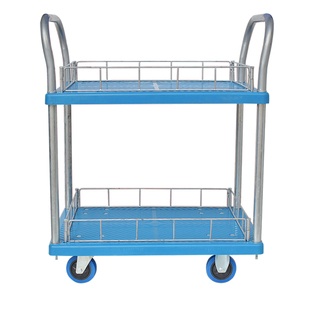 层平板车静音手推车三层推货车 四轮小拉车推车库拖车搬运车