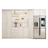 法式 奶油餐边柜一体靠墙客厅玻璃门酒柜茶水柜碗柜定制