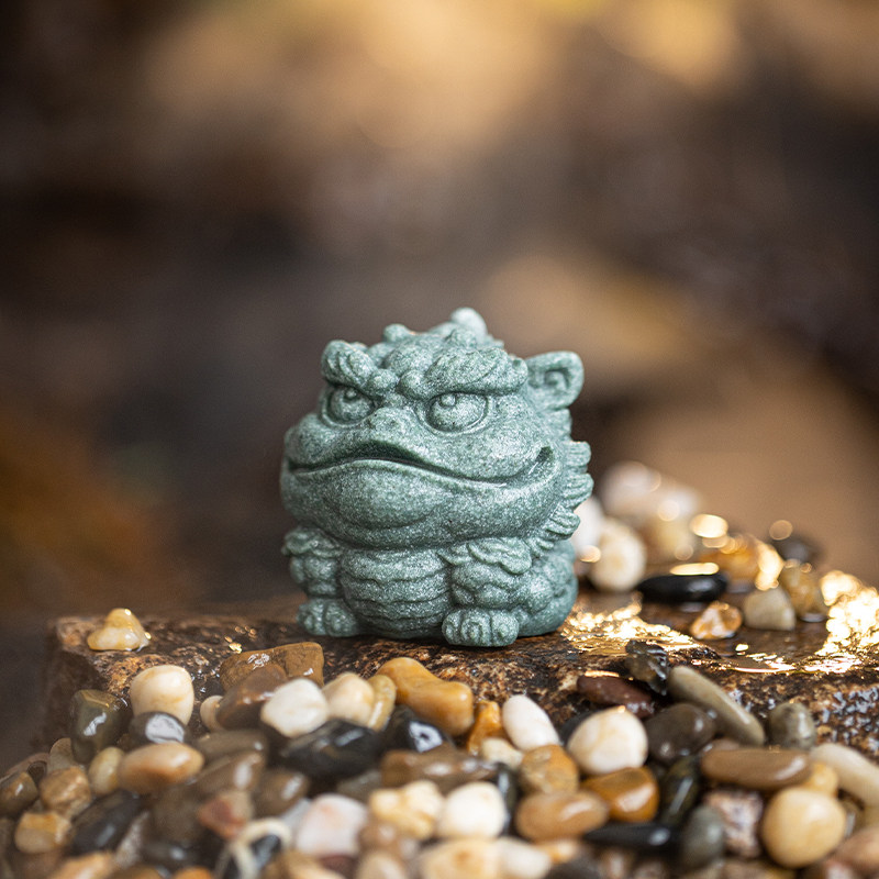新青砂石招财貔貅金蟾麒麟国潮风茶宠假山鱼缸造景装饰品