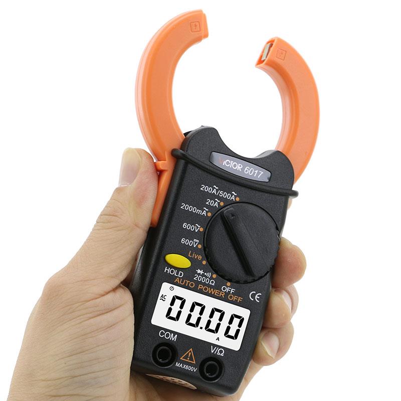 仪器钳形万用表VC6017 袖珍钳形表数字电流表 0.01A-500A助力