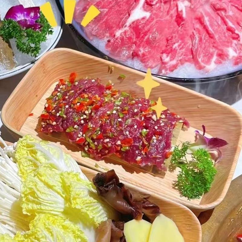 火锅蔬菜盘寿喜烧木纹干冰盘火锅