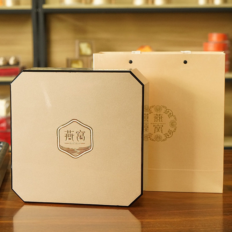 香槟金冬虫夏草盒子豪华实木空盒虫草燕窝包装盒高档礼品盒250g装