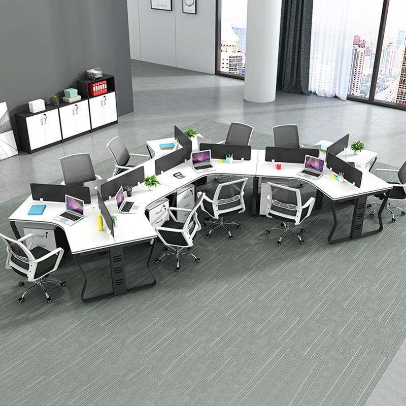 现代公办桌挡板子板定制Y桌型钢架办公桌6人位蝴式蝶架电脑桌子