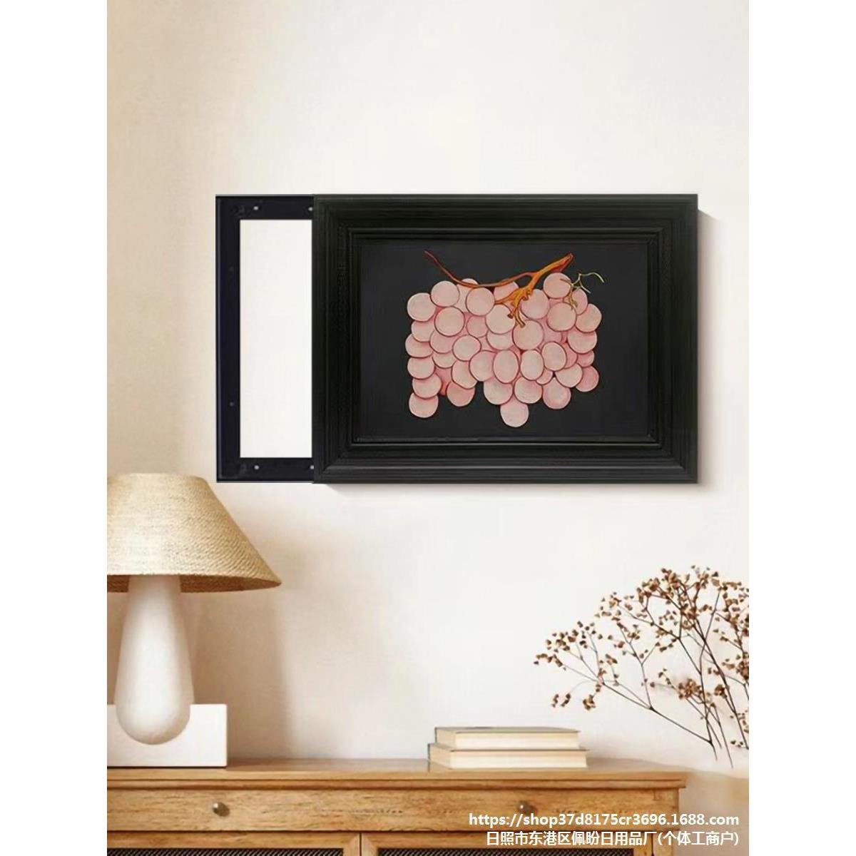 中古风隐藏电表箱装饰画餐厅过道门口推拉画高级感法式配电盒壁画