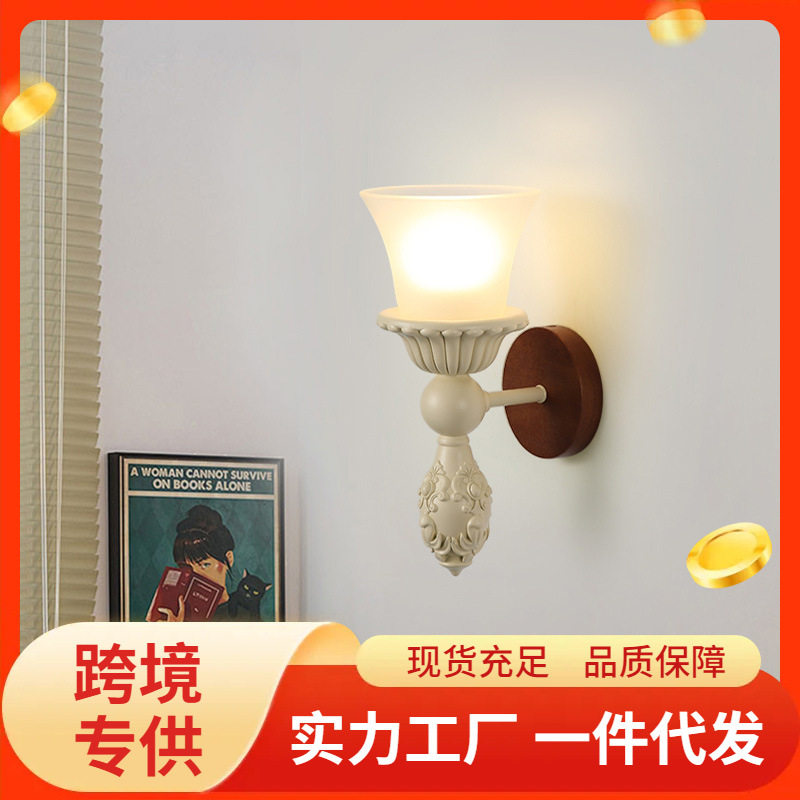 跨境蜡烛壁灯美式复古装饰卧室床头客厅过道走廊楼梯法式轻奢墙灯